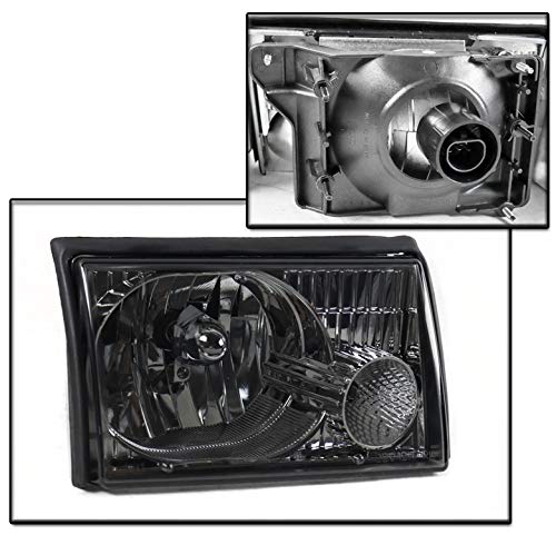 Smoke Halogen Headlights with Corner & Parking Lights - Compatible with 1987-1993 Ford Mustang | Replacement Headlamps for Improved Night Visibility & Style Upgrade