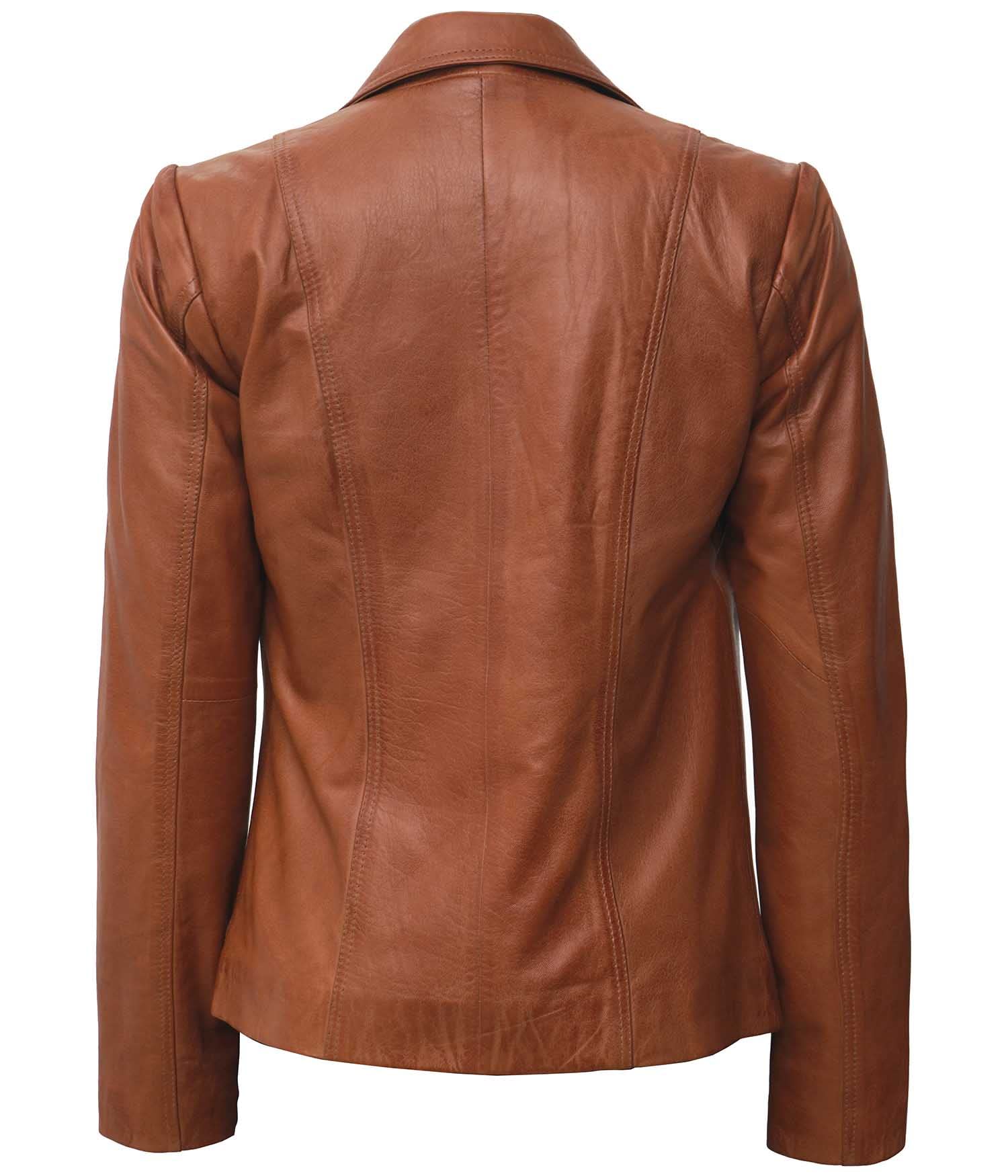 Genuine Lambskin Leather Blazers for Women - Business Casual Blazer Jackets for Office & Professional Wear - Stylish Women's Work Blazers for Business Meetings & Formal Events