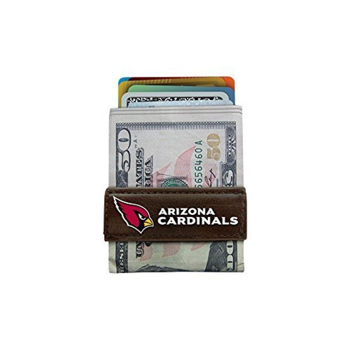 NFL Classic Football Money Clip Wallet - Genuine Leather Slim Bifold Wallet for Men - Perfect for Game Day, Travel, and Everyday Use