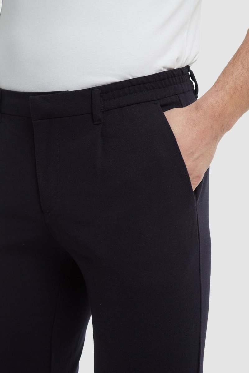 Navy Blue Cropped Pleated Pants for Women - High Waist Trousers with Side Pockets | Perfect for Office Wear, Casual Outfits & Spring Fashion