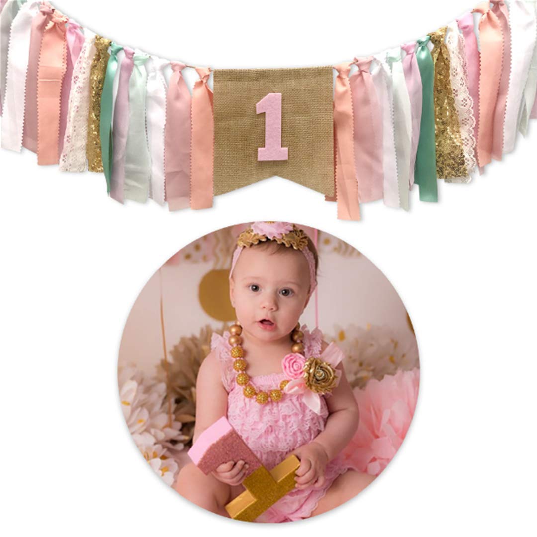 Pink Princess Style Tutu High Chair Banner - 1st Birthday Party Decorations for Girls, Baby Shower Supplies | Perfect for Birthday Photoshoots, Nursery Decor & Princess-Themed Celebrations
