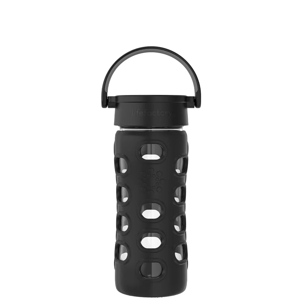 Lifefactory 12oz (350ml) Glass Water Bottle - BPA-Free, Leak-Proof, Durable for Kids & Adults - Perfect for School, Gym, Hiking & Travel