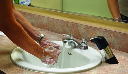 EZ Black Counter Mount Foam Soap Dispenser - Hands-Free Automatic Touchless Soap Dispenser for Kitchen, Bathroom, Office | Easy Installation, Sleek Design, Hygienic Solution for Home & Commercial Use