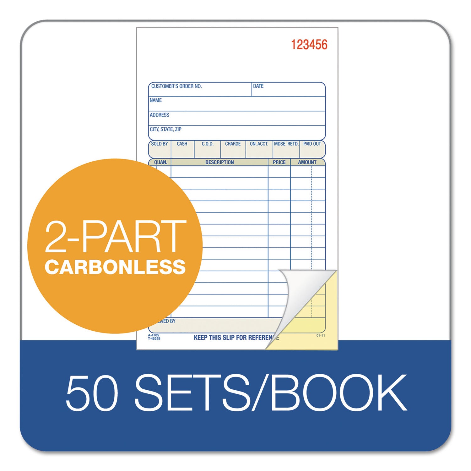 Adams® Multipart Sales Order Pad - 2-Part Carbonless, 12 Lines per Sheet, 4.19