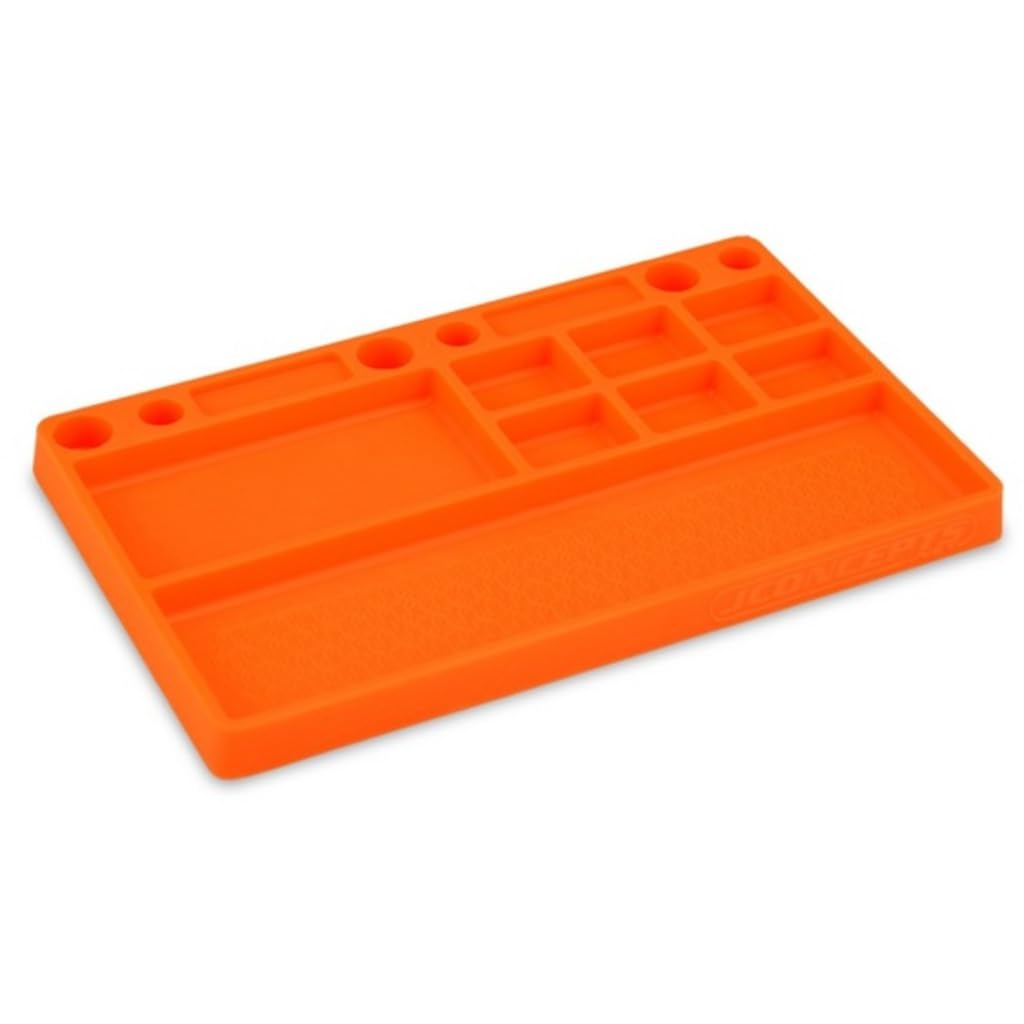 J Concepts Parts Tray - Durable Rubber Material Organizer for Small Parts & Tools (Orange) - Perfect for Workshop, Garage, and DIY Projects