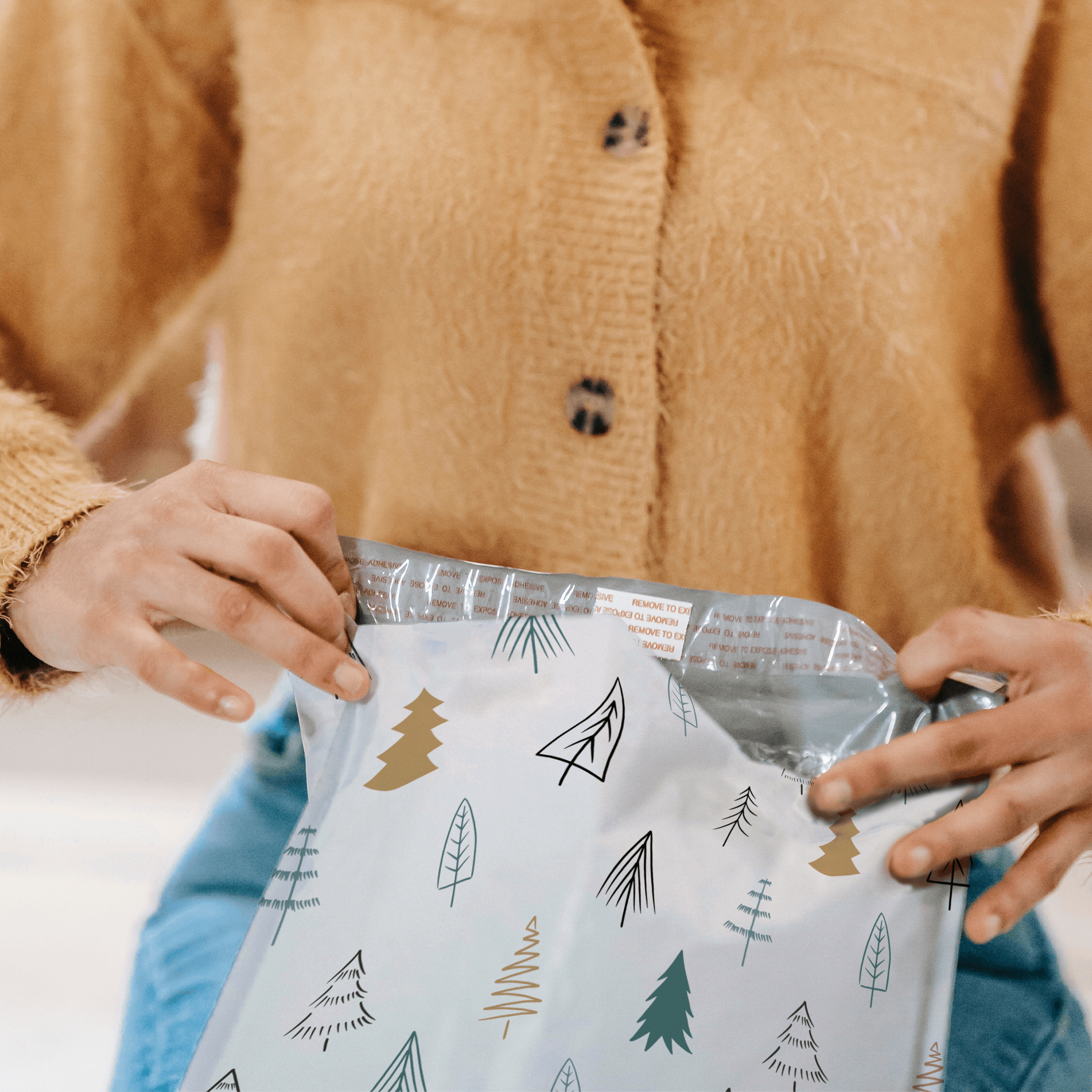 12x15 Inch Christmas Fir Trees Printed Poly Mailers - Waterproof Shipping Envelopes for Ecommerce, Gift Bags, Apparel & Small Business Packaging (Perfect for Holiday Gifts, Online Stores & Boutique Shipments)