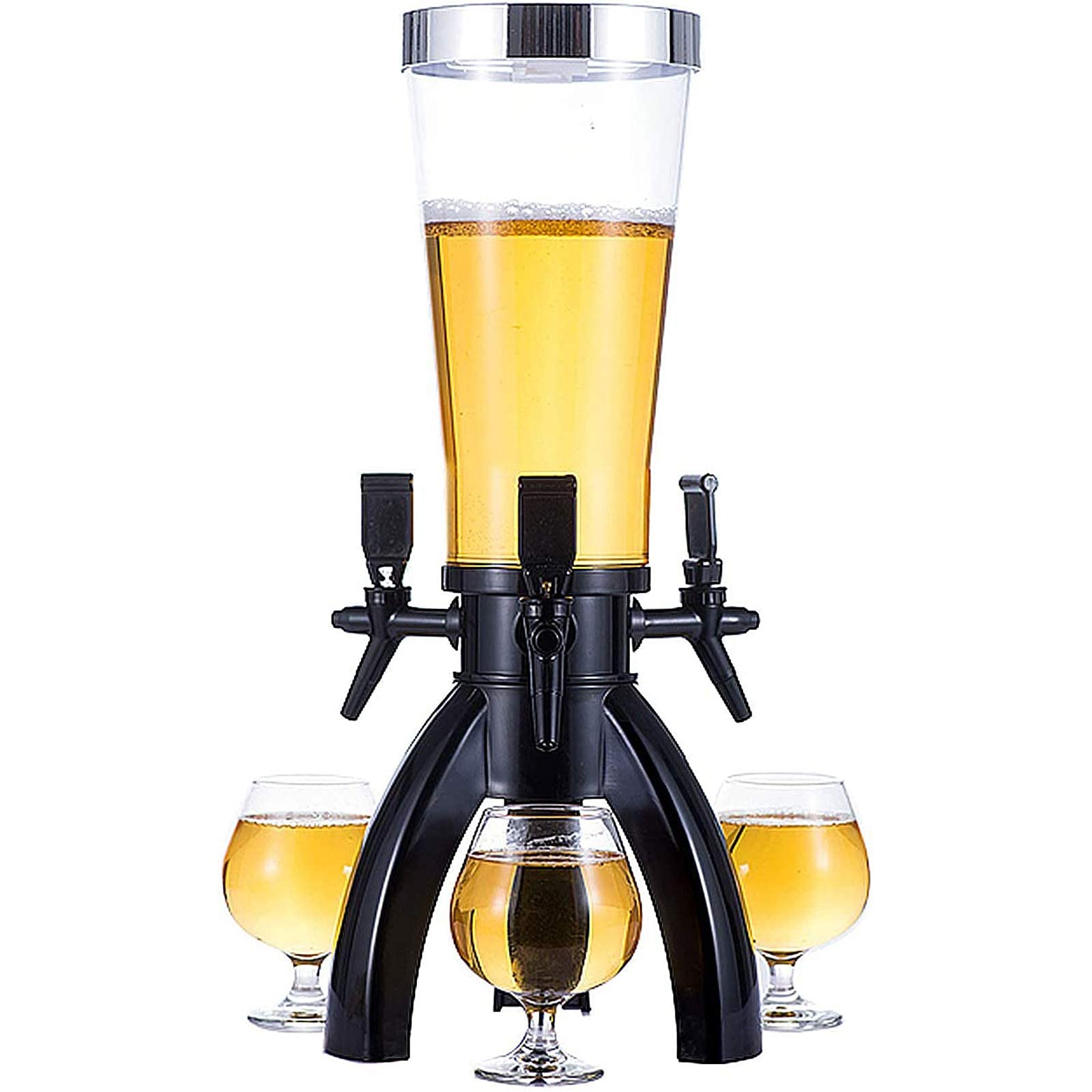 3.5L Beer Tower Dispenser with 3 Taps & Freeze Tube - Spherical Beverage Dispenser for Party, Bar, Restaurant, KTV, BBQ - Perfect for Draft Beer, Cocktails & Cold Drinks Serving
