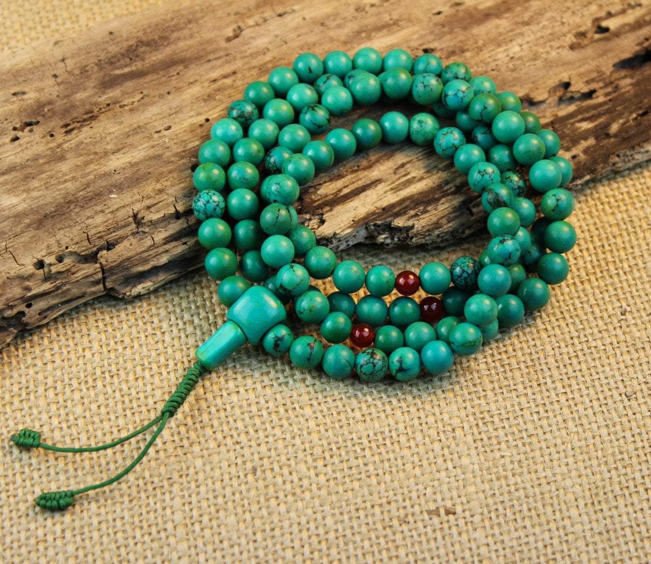 Authentic Turquoise Mala Beads Necklace - Handmade Buddhist Prayer Beads for Meditation, Yoga & Spiritual Healing | Perfect Gift for Mindfulness Practitioners