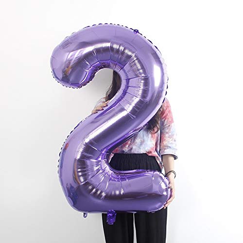 40 Inch Purple Foil Number 2 Balloon for Birthday Parties, Baby Showers & Anniversary Celebrations