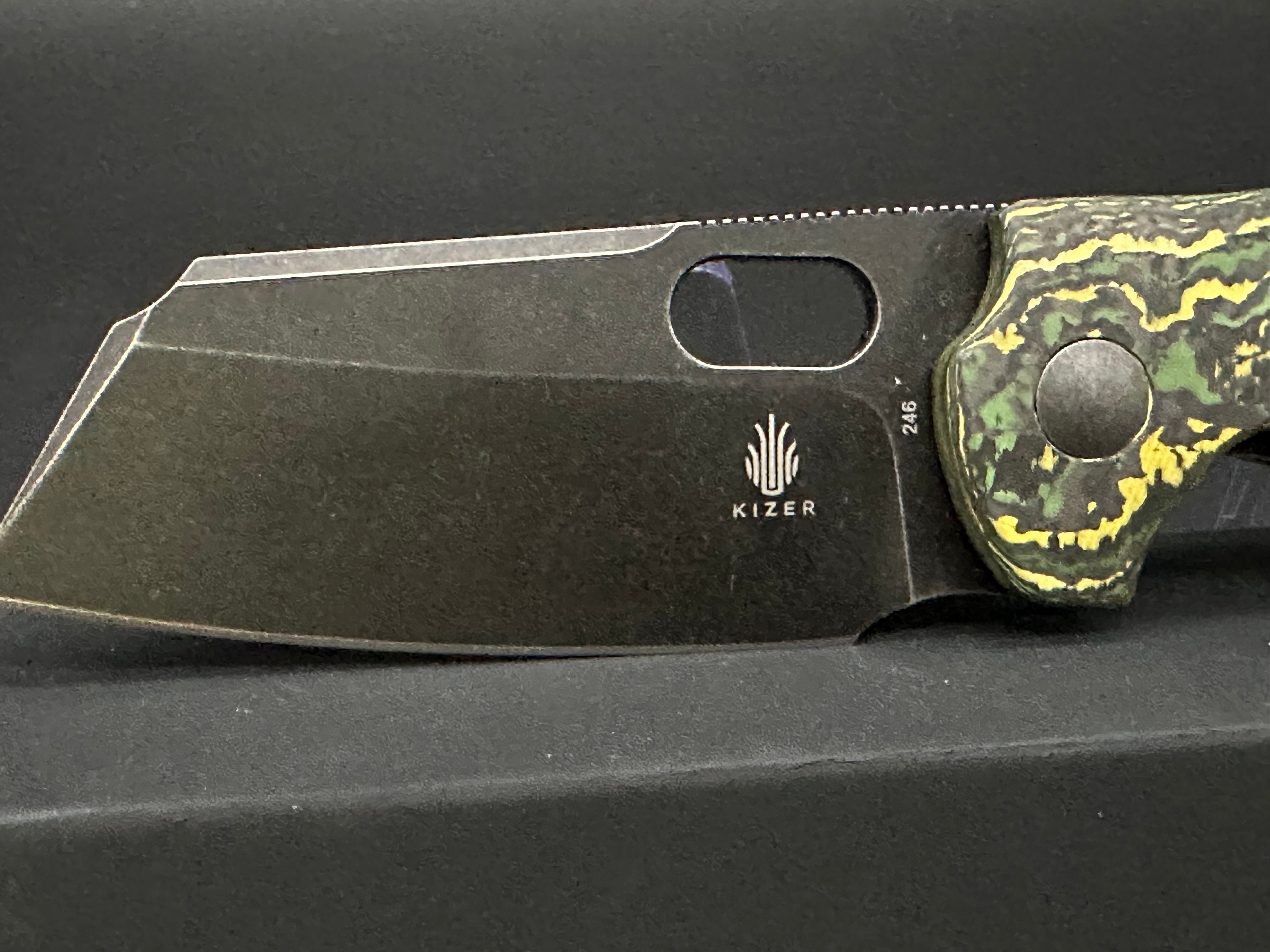 Kizer C01C Mini Sheepdog Folding Pocket Knife - 20CV Steel Blade, Fat Carbon Handle - EDC, Camping, Hiking & Outdoor Survival Tool