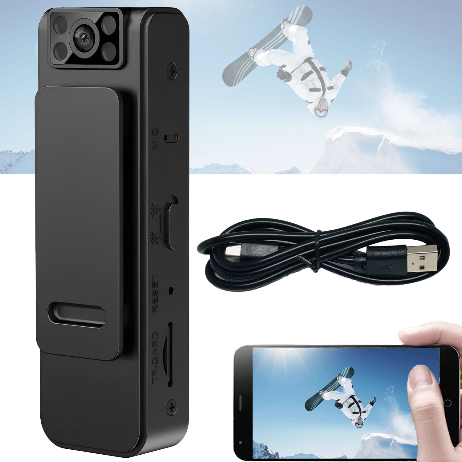 CLOXKS 2023 New HD 1080P Noise Reduction Action Camera - Mini Body Camera with Night Vision, Rotatable Lens & Long Battery Life - Perfect for Outdoor Sports, Travel Vlogging & Nighttime Adventures
