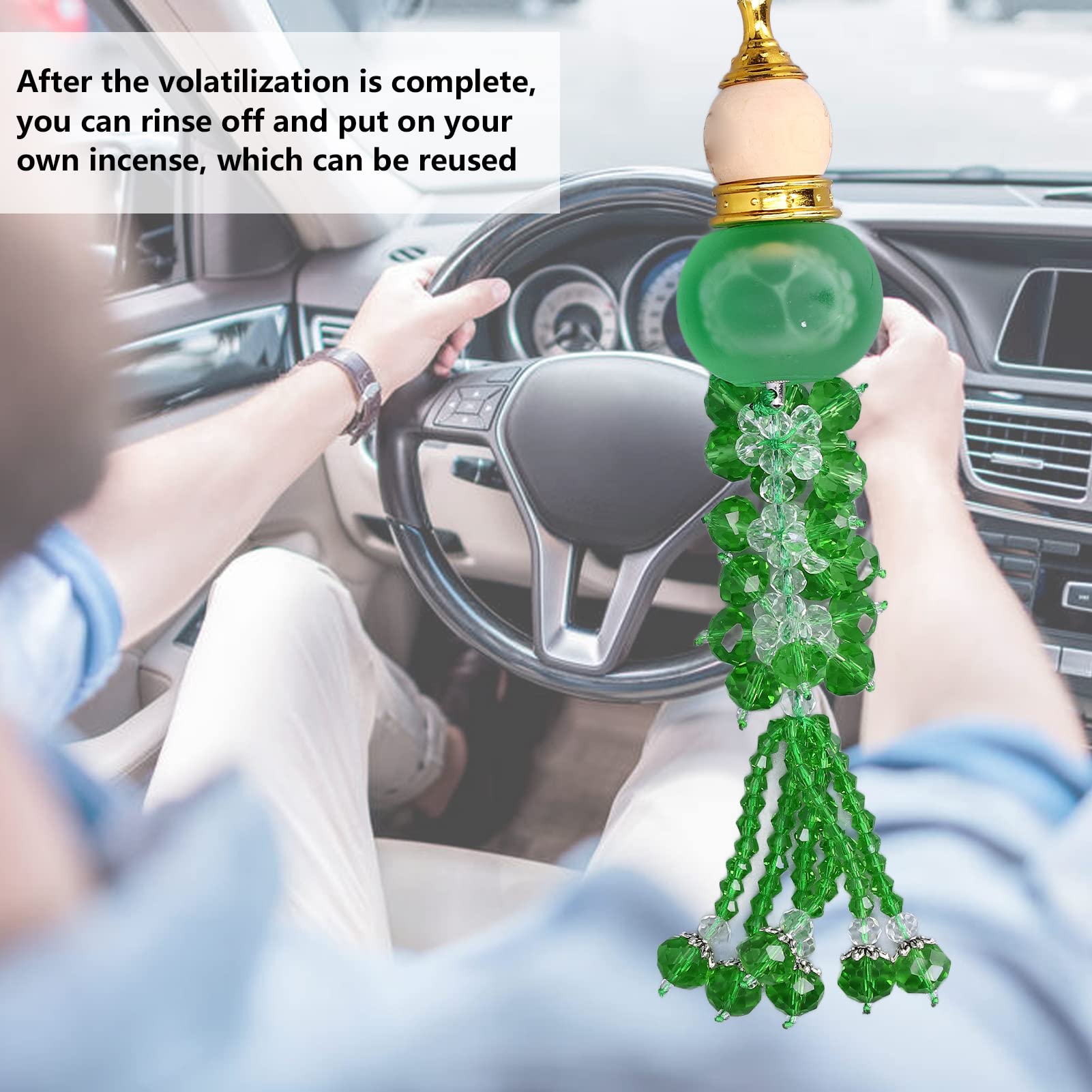 Premium Car Perfume Pendant - Elegant Hanging Air Freshener for Vehicles with Refillable Scent, Stylish Interior Decor & Unique Gift Idea (Green) | Perfect for Cars, SUVs, Office Spaces & Home Fragrance