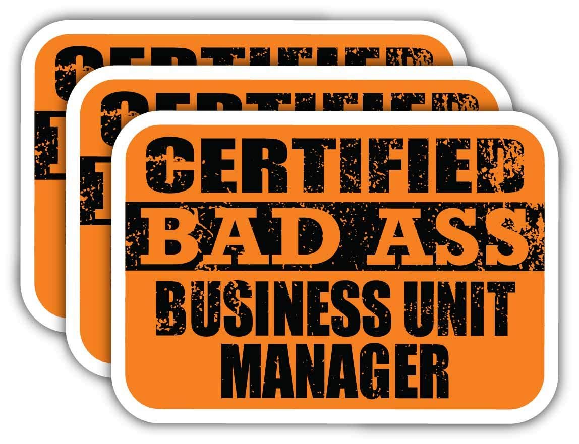 Certified Bad Ass Business Manager Stickers - 3M Vinyl Decals for Laptops & Cars - Funny Job Gift