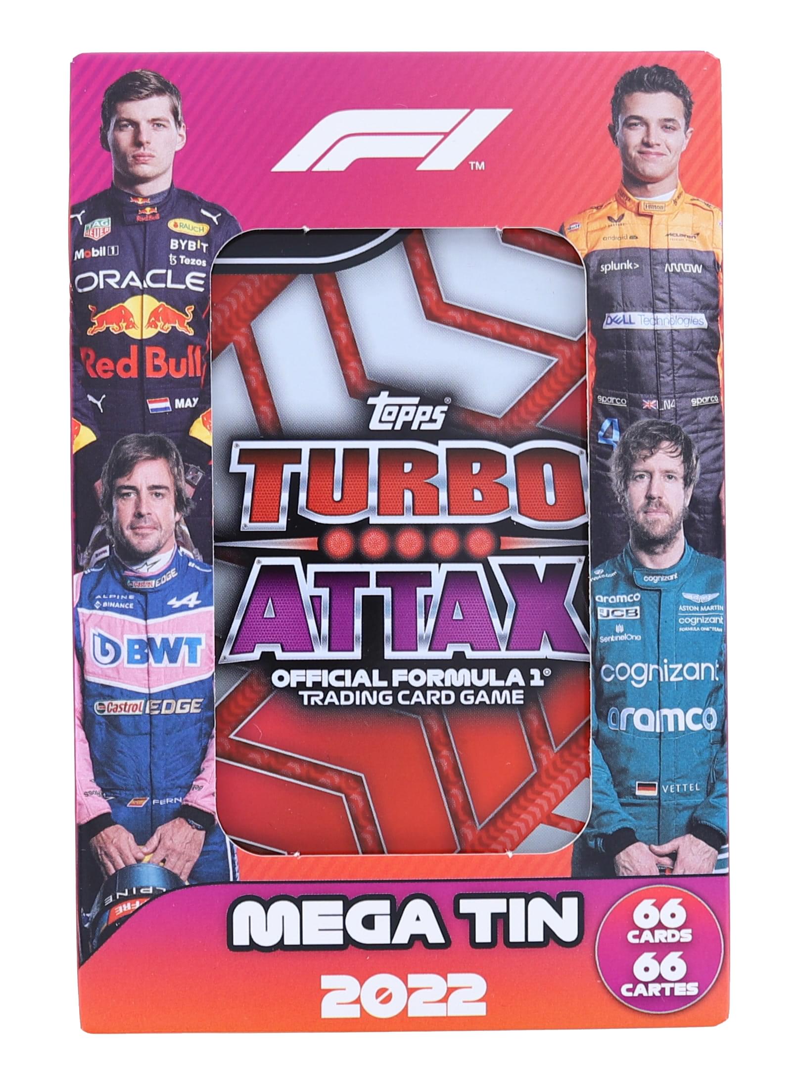 2022 Topps Formula 1 Racing Turbo Attax Mega Tin | Hall of Fame Edition - Collectible Trading Cards for F1 Fans - Perfect for Sports Memorabilia Collections & Gifts
