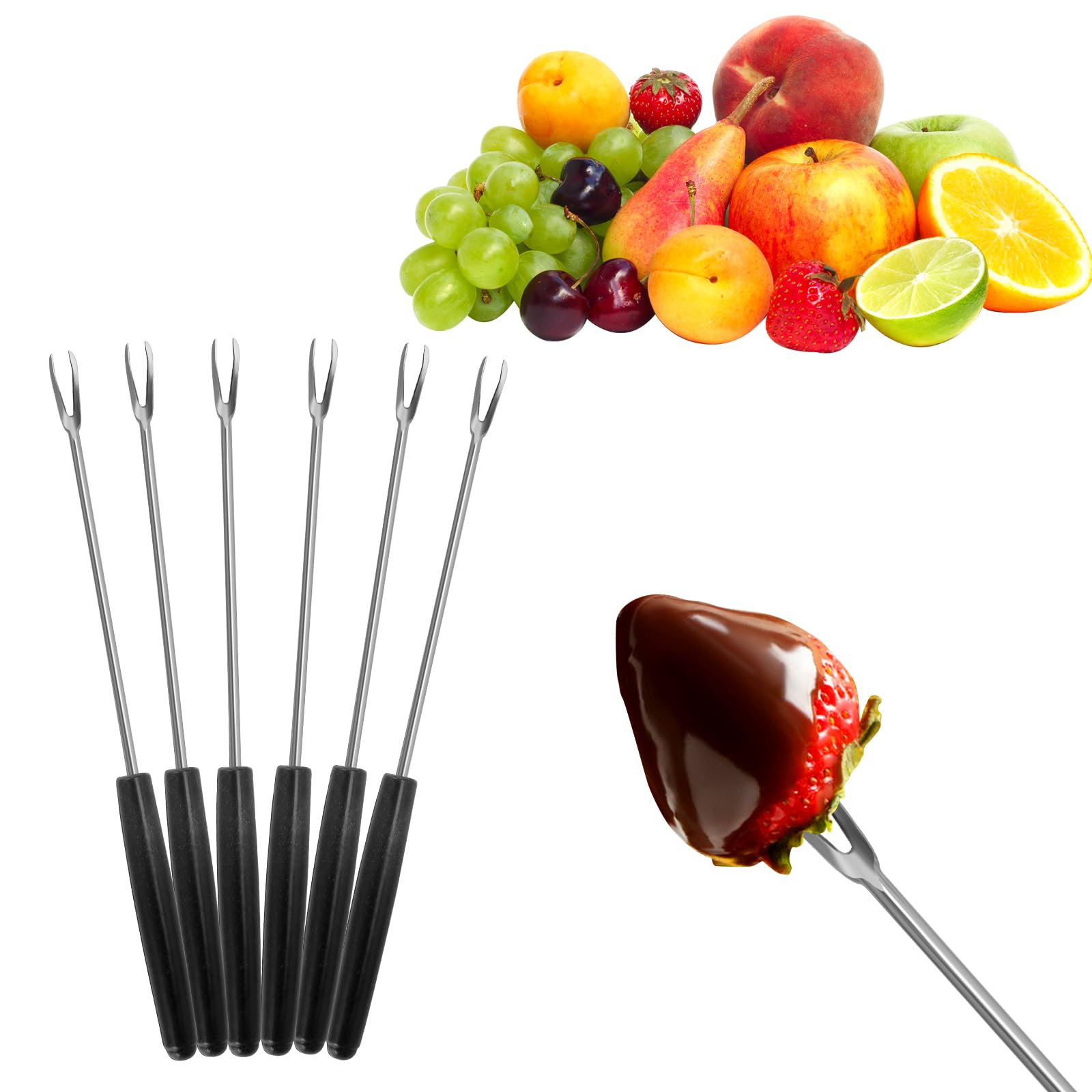 Electric Chocolate Fondue Pot Set with 3-Section Serving Tray & 6 Dipping Forks - Perfect for Christmas, Housewarming Gifts & Party Desserts (Black) - Ideal for Valentine's Day, Family Gatherings & Romantic Dinners