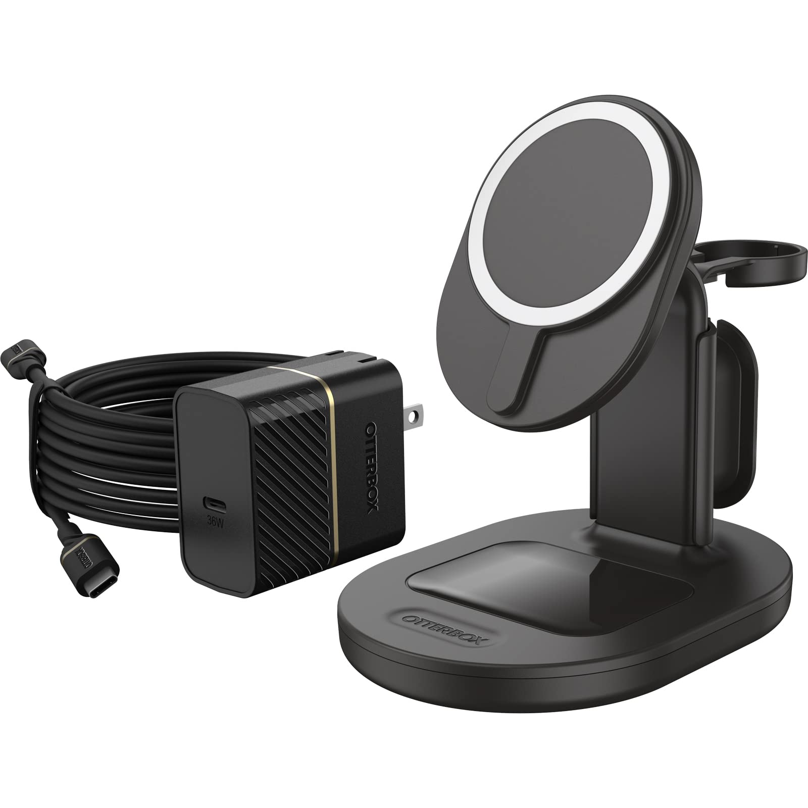 OtterBox 3-in-1 Wireless Charging Station 2.0 for iPhone MagSafe - Fast Wireless Charger Stand for iPhone 15/14/13/12, Apple Watch & AirPods - Black | Perfect for Home, Office & Nightstand Charging