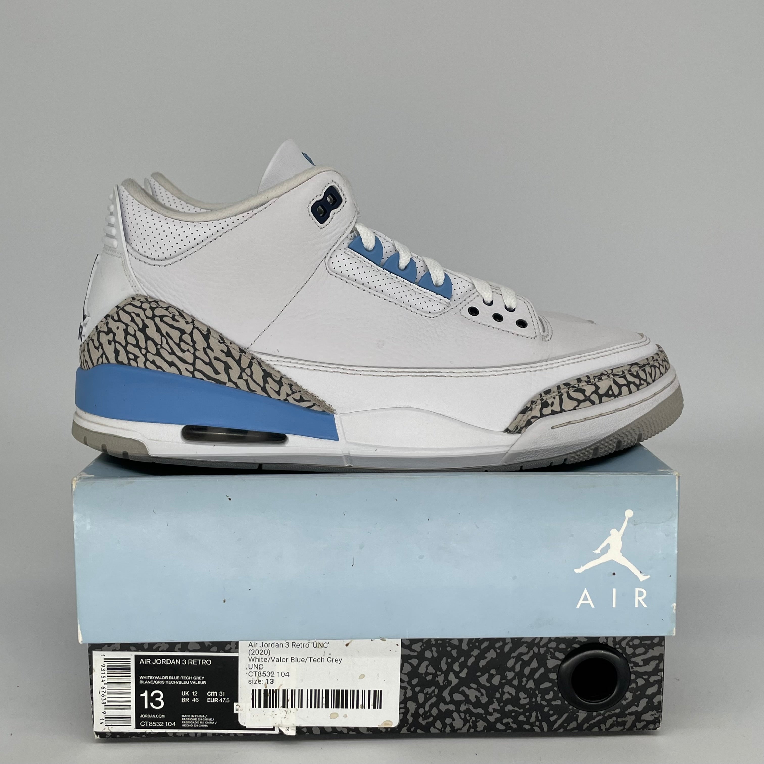 AIR JORDAN 3 UNC Men's Basketball Shoes Size 13 - CT8532-104 - Retro Sneakers for Casual Wear & Street Style