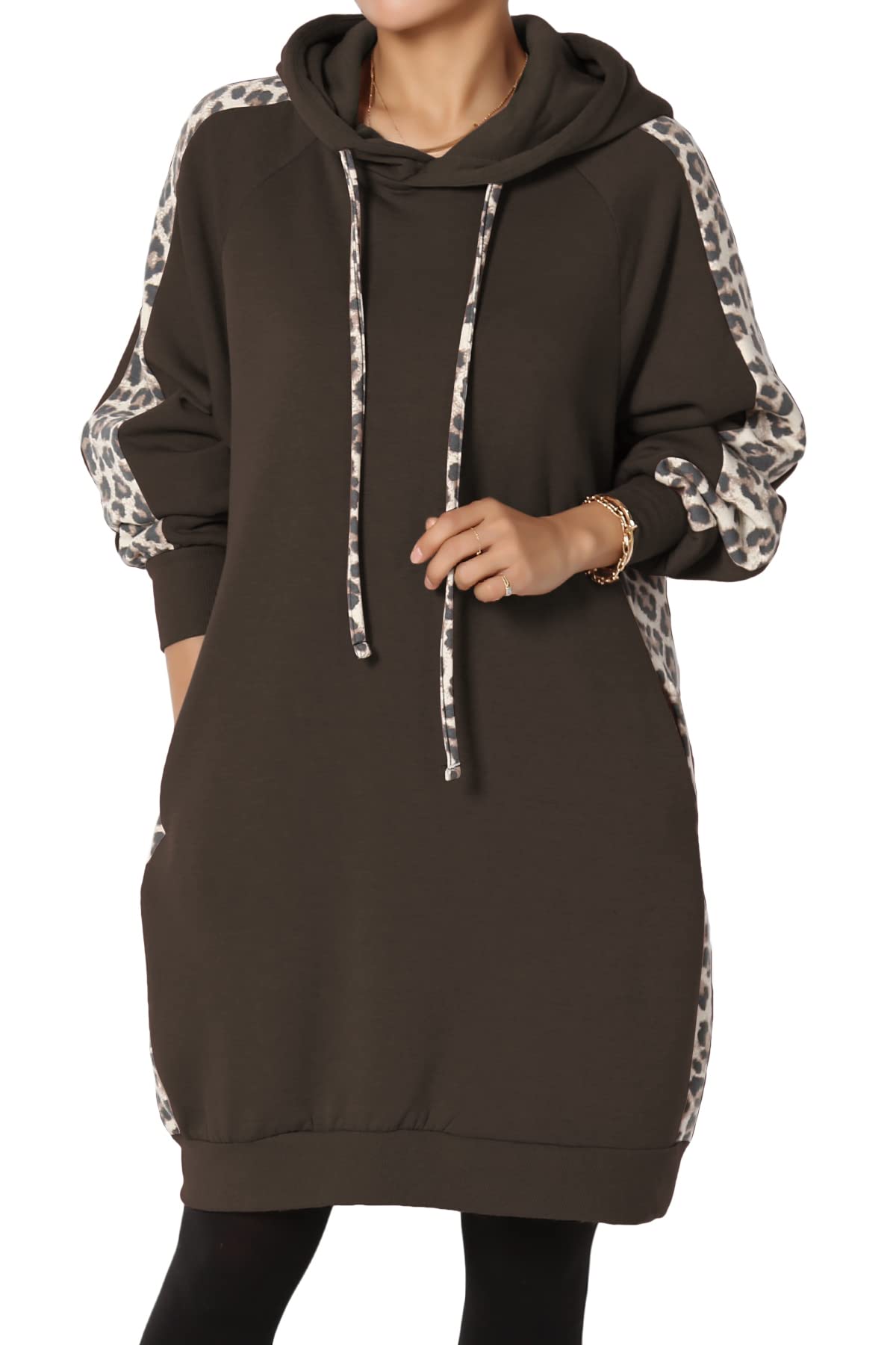 Stylish Leopard Print Loose Fit Hoodie with Pockets - Women's Long Tunic Sweatshirt for Casual Wear, Lounge & Street Fashion