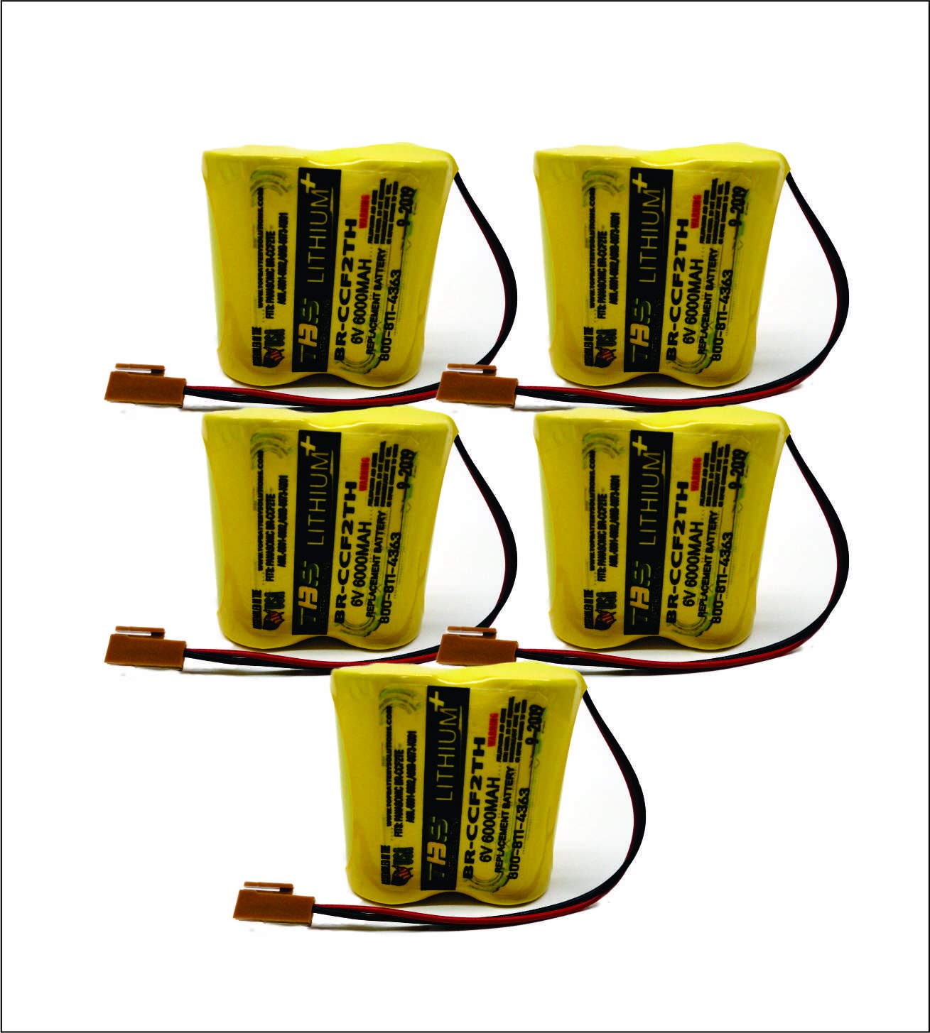 5PC BR-CCF2TH 6V Lithium Replacement Battery for Fanuc oi Mate Model-D CNC Controls - Compatible with PLC Computer GE Fanuc A06 Series A98L-0001-0902 & BR-CCF2TE (Cutler Hammer) - Brown Connector - Perfect for Industrial CNC Machines, Robotics & Automation Systems