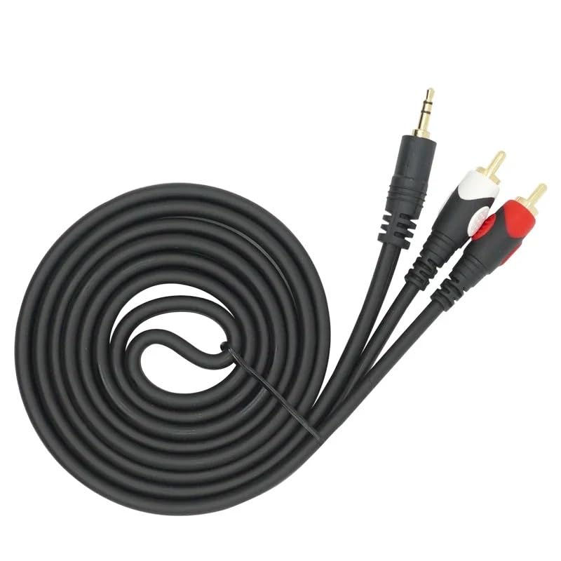 HITORE 3.5mm to RCA Audio Cable - Gold Plated Aux to RCA Adapter Cord (1.5m, Black) for Smartphone, Tablet, Speaker, MP3, TV, iPad, PC, Amplifier, Headphones - Perfect for Home Theater, Car Audio & DJ Equipment Connection