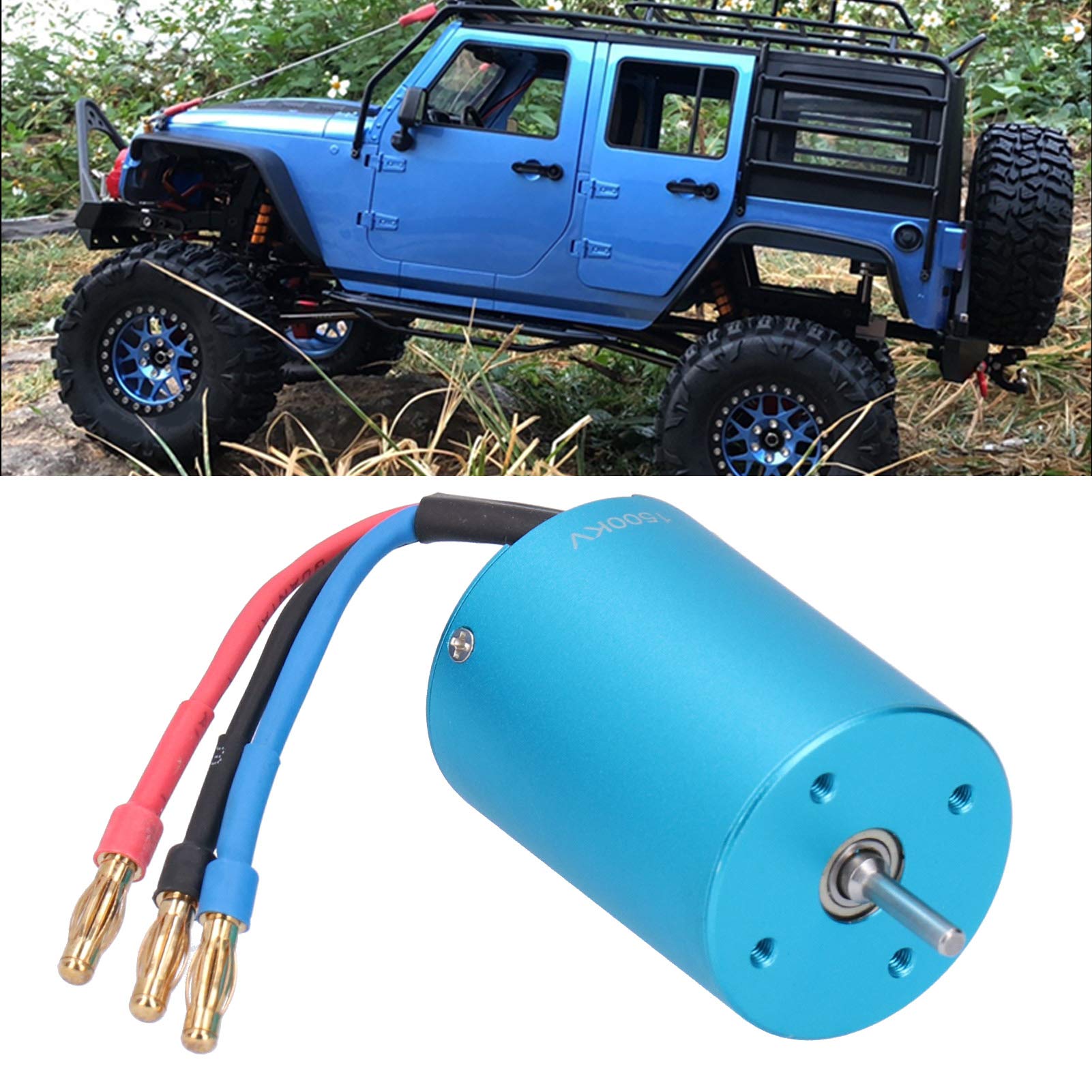 3650KV 1500KV 4-Pole Brushless Motor - High Torque Low Speed RC Motor for 1/10 Scale Crawler & Rock Racer - Perfect for Off-Road RC Car Upgrades and DIY Projects