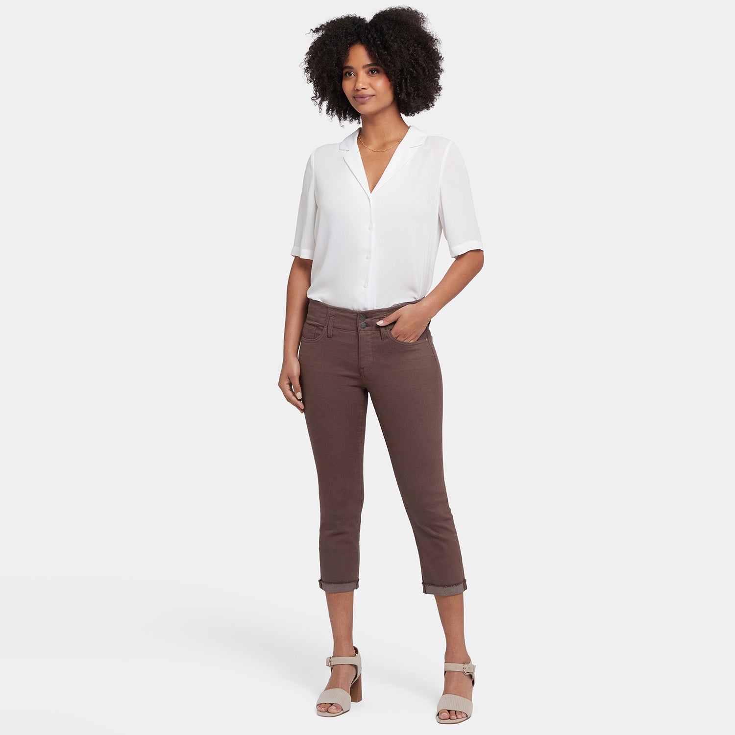 Chloe Capri Jeans for Women - High Waisted Stretch Denim Pants in Coffee Bean Color | Perfect for Casual Wear, Date Nights & Summer Outfits