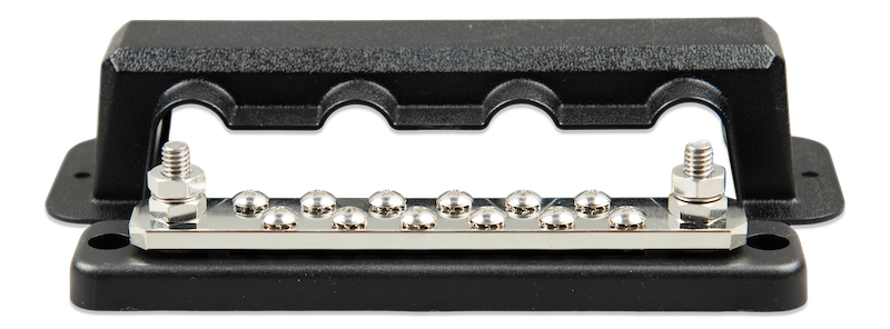 250A 2P Busbar with 12 Screws and Protective Cover - Heavy Duty Electrical Connector for Solar Panel Systems, Industrial Power Distribution & Electrical Panels