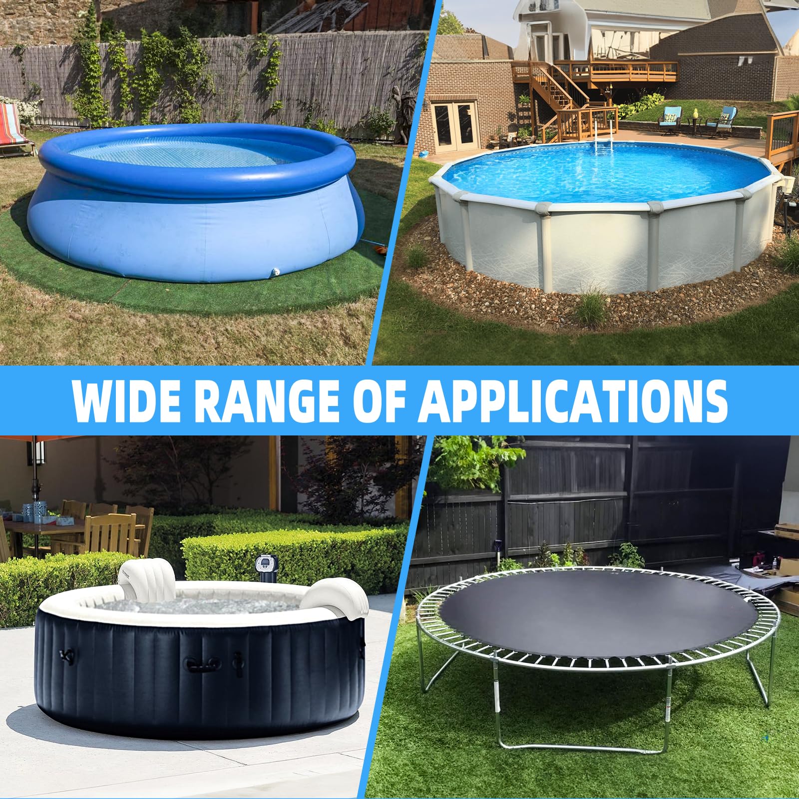 10Ft Round Above Ground Pool Cover - Heavy Duty Oxford Fabric with Winch & Cable - All Season UV Resistant, Waterproof, Dustproof Inflatable Pool Cover - Perfect for Winter Protection & Summer Maintenance