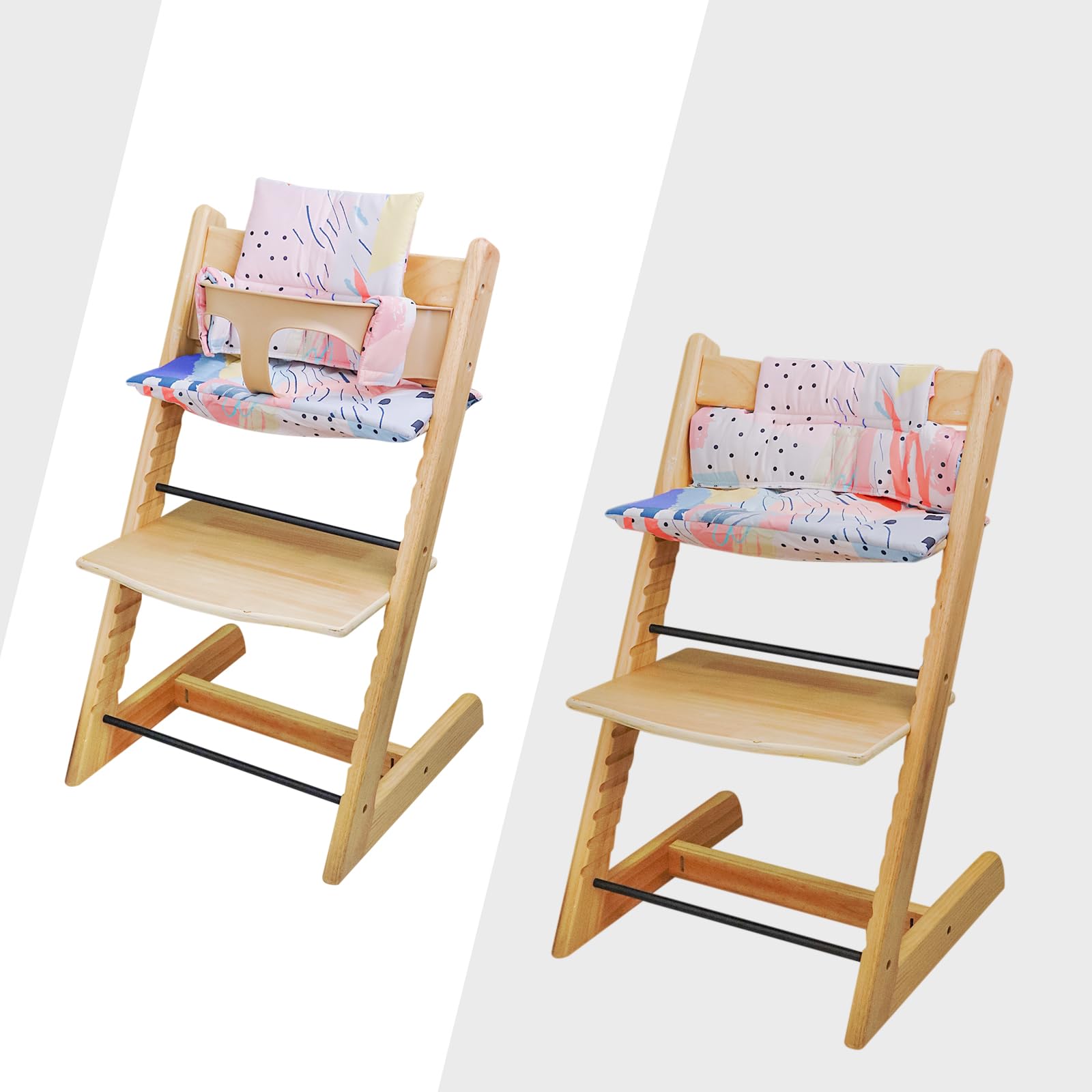 Tripp Trapp High Chair Cushion Set - Soft & Comfortable Baby Feeding Seat Pad with 2 Washable Placemats - Colorful Patterns for Stokke High Chair - Perfect for Mealtime, Playtime & Learning Activities