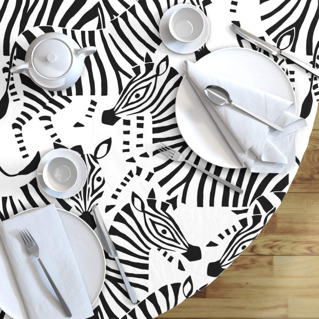 Custom Zebra Print Cotton Sateen Tablecloth 70