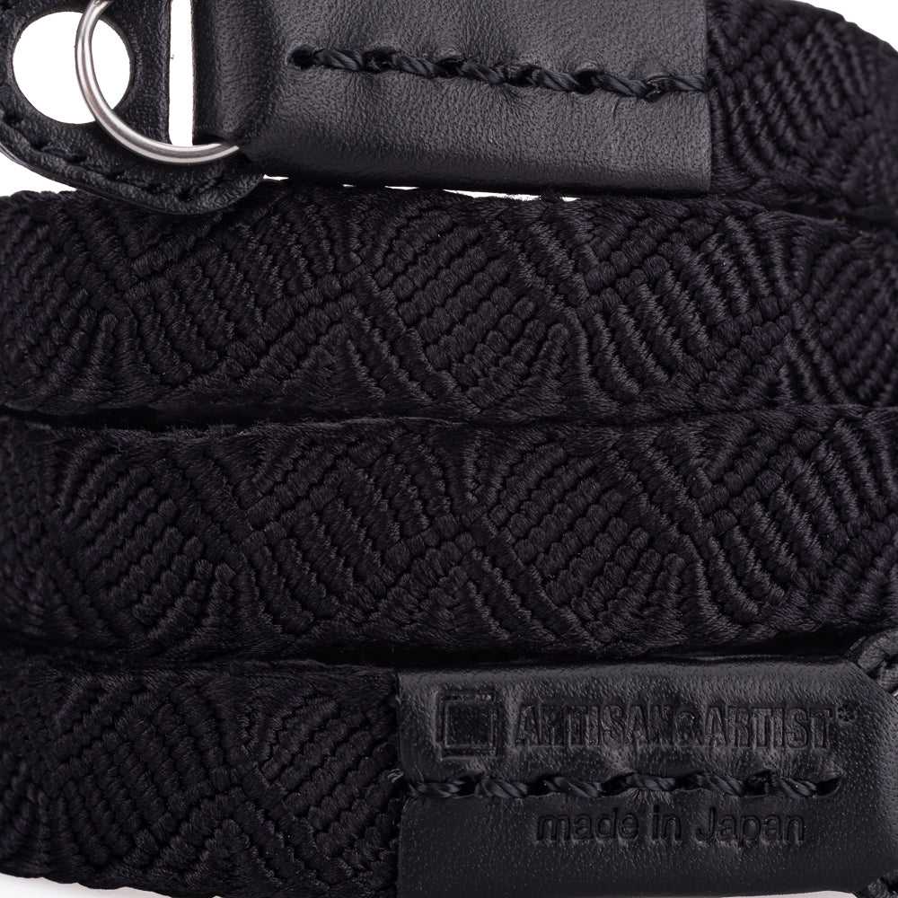 Artisan & Artist ACAM 318 Sazanami Silk Neck Strap - Premium Black Camera Strap for DSLR & Mirrorless Cameras - Perfect for Travel, Photography & Professional Use