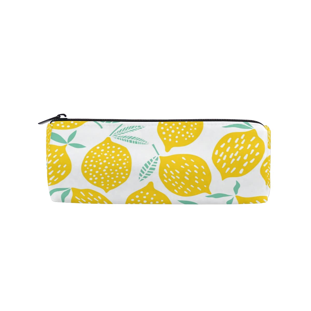Cute Lemon Leaves Cartoon Pencil Case with Zipper - School Office Pen Pouch Bag Organizer for Girls, Women & Teens | Perfect for Makeup Brushes, Stationery & School Supplies Storage