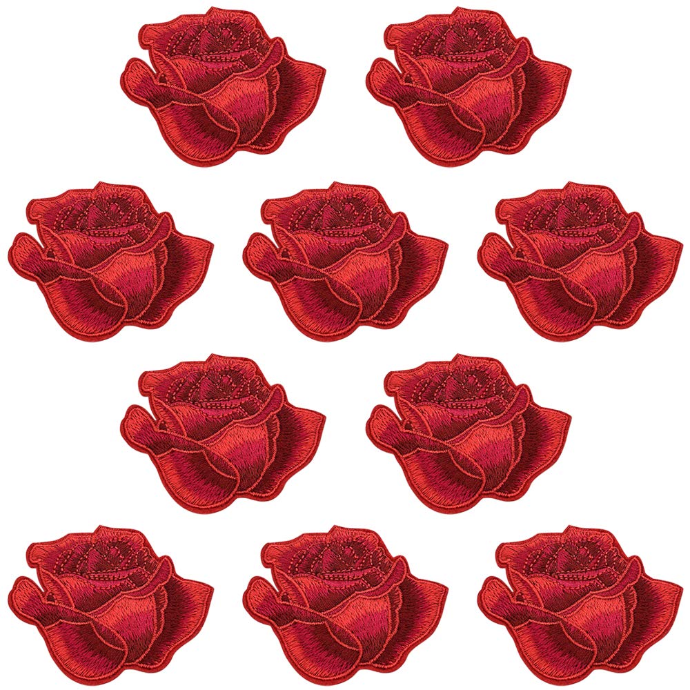 10Pcs Iron On Rose Flower Embroidery Patches - DIY Sew On Applique for Bags, Hats, Kids Clothes, Denim & Jackets - Perfect for Customizing Backpacks, Jeans & Fashion Accessories (K50_1)