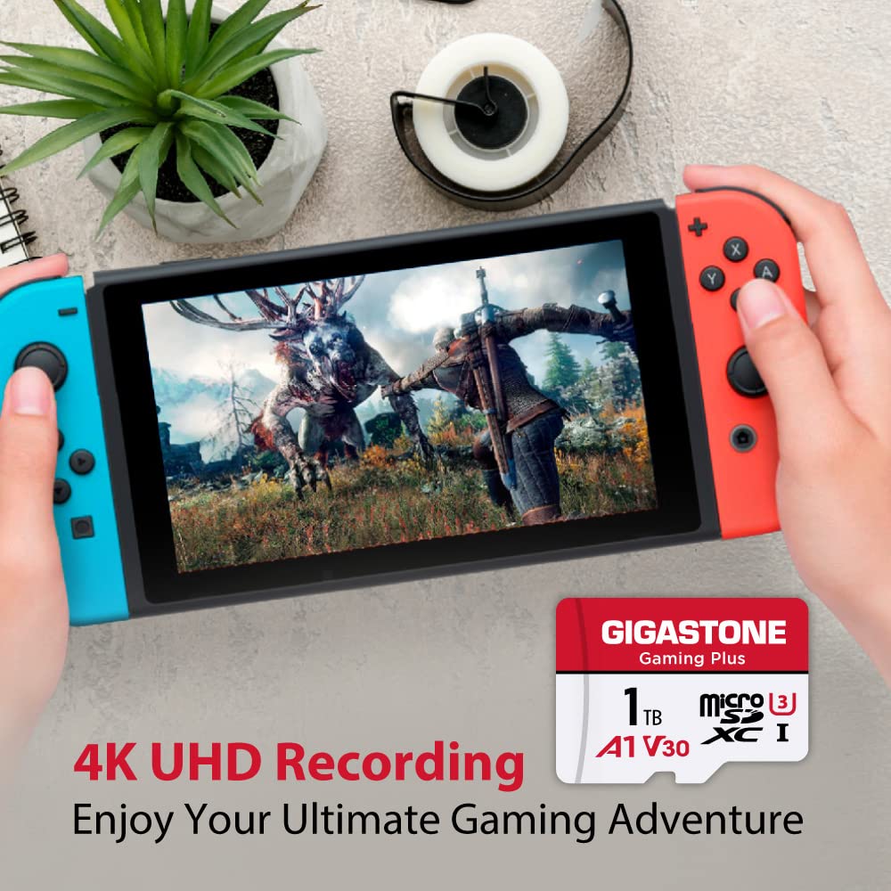 GIGASTONE 1TB MicroSDXC Memory Card - U3 V30 A1, 150MB/s Read & 120MB/s Write Speed - Compatible with Nintendo Switch, Steam Deck, 4K Video Recording - Includes SD Adapter | Perfect for Gaming, Streaming & High-Speed Data Transfer