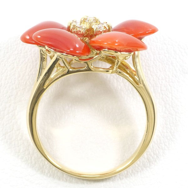 18K Yellow Gold Coral Diamond Ring for Women - Elegant Handmade Jewelry Gift for Anniversary, Engagement, Wedding & Special Occasions