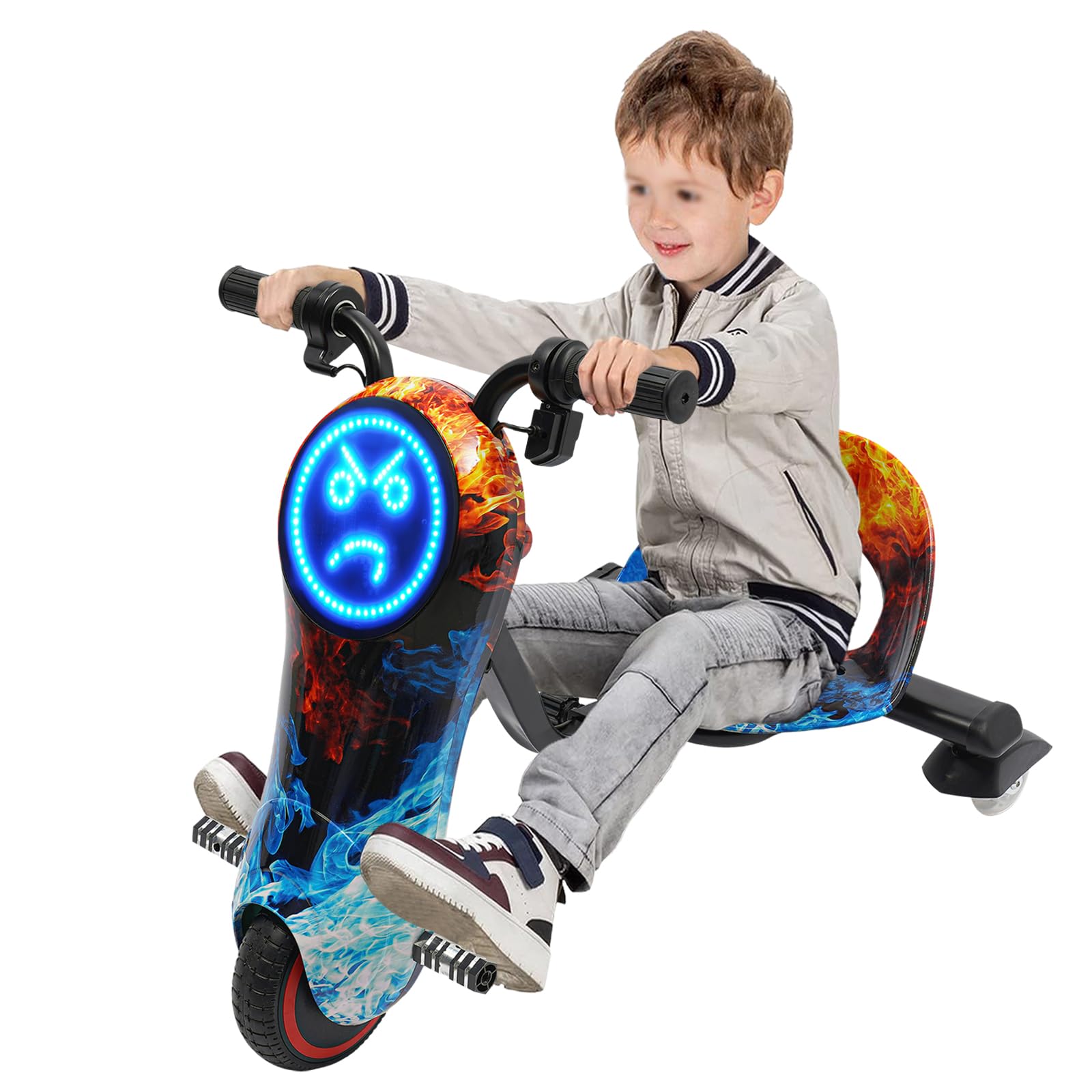 Fliuyr 360° Electric Scooter for Kids - Adjustable Height, 12 km/h Speed, LED Front Lights, Up to 50 kg Capacity - Perfect for Commuting to School & Outdoor Play (Ages 3+)