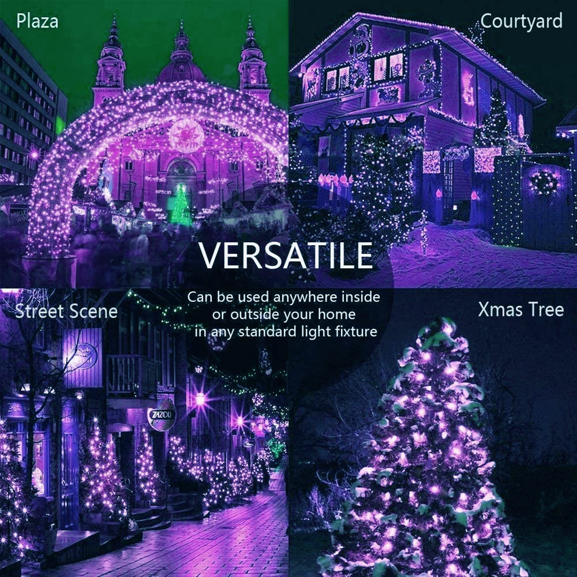 Purple Solar Halloween Lights - 2 Pack 66FT 200 LED Fairy String Lights with 8 Modes, Waterproof Outdoor Copper Wire Lights for Halloween, Christmas, Garden, Wedding Decorations - Perfect for Patio, Yard, and Party Decor (Purple)