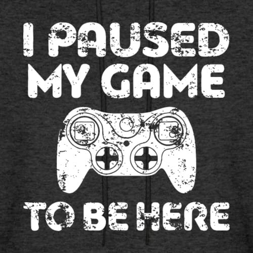 Spreadshirt Men's Video Gamer Hoodie - I Paused My Game To Be Here - Soft Cotton Pullover Sweatshirt for Gaming, Casual Wear & Lounge