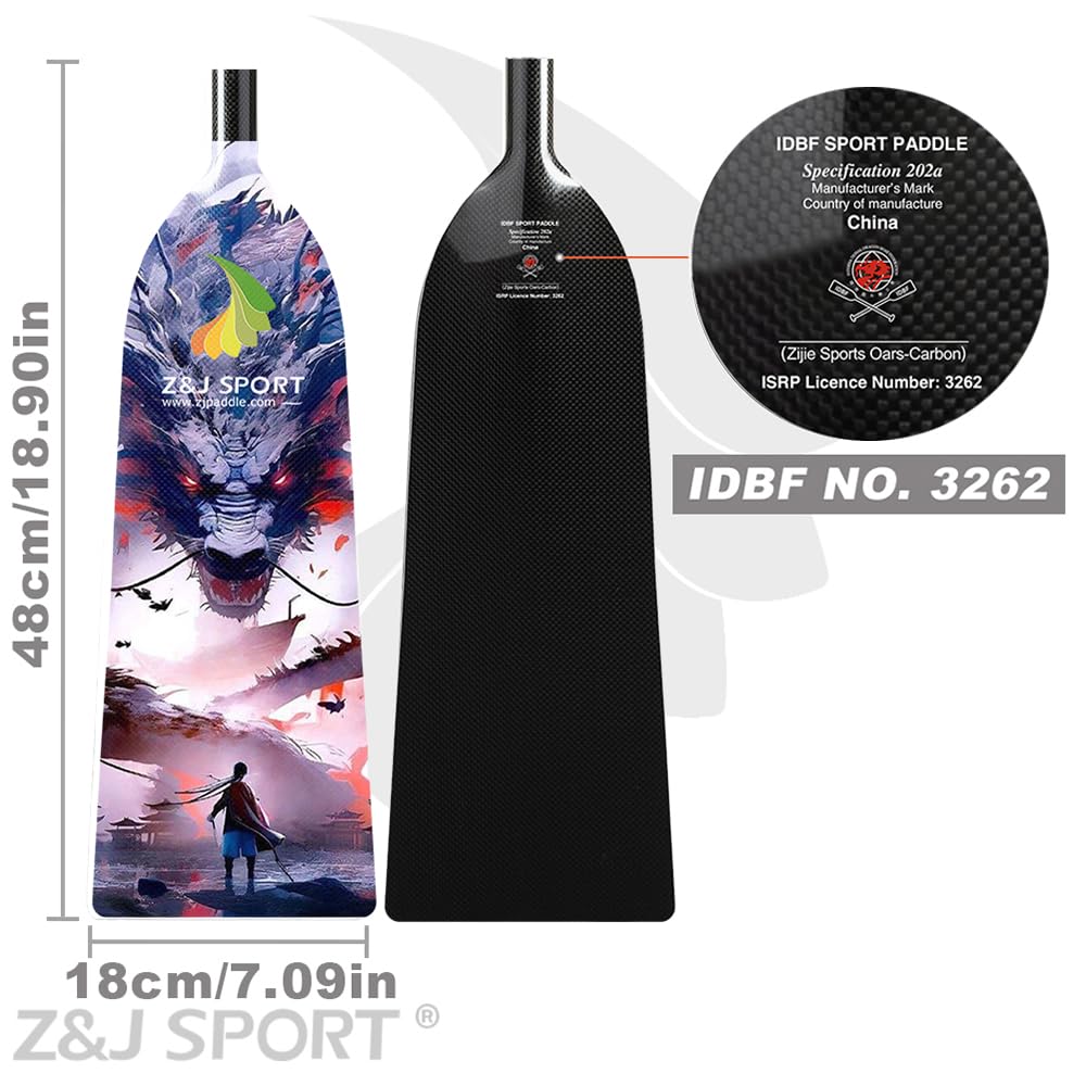 Z&J SPORT Adjustable Dragon Boat Paddle - IDBF Approved Carbon Fiber Rowing Paddle with Dragon Design & Adjustable T Handle for Competitive Racing and Team Training | Perfect for Dragon Boat Festivals, Water Sports, and Outdoor Adventures