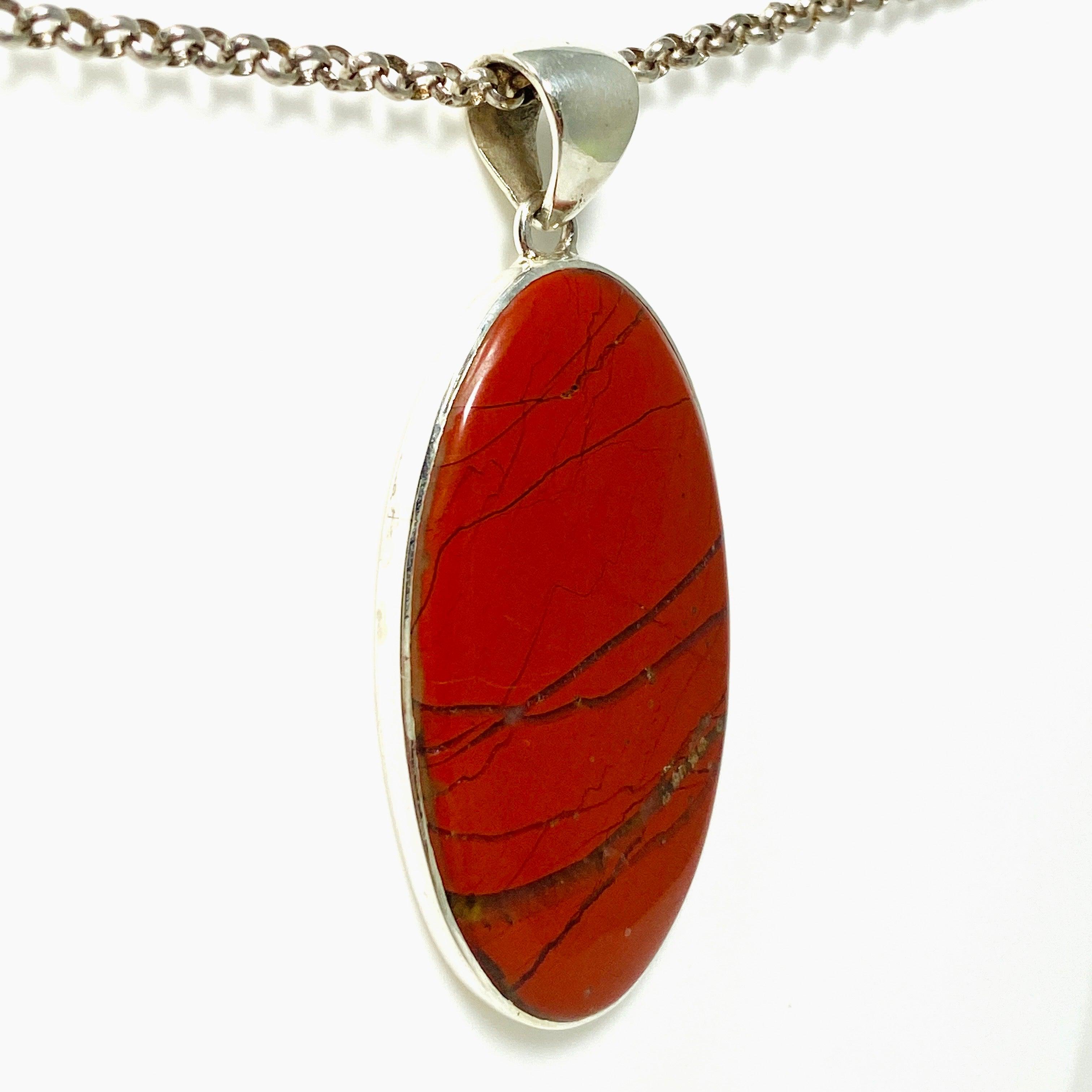 Red Jasper Oval Pendant Necklace - Natural Stone Jewelry KPGJ4442 for Healing, Protection & Spiritual Balance | Perfect for Meditation, Yoga & Energy Work