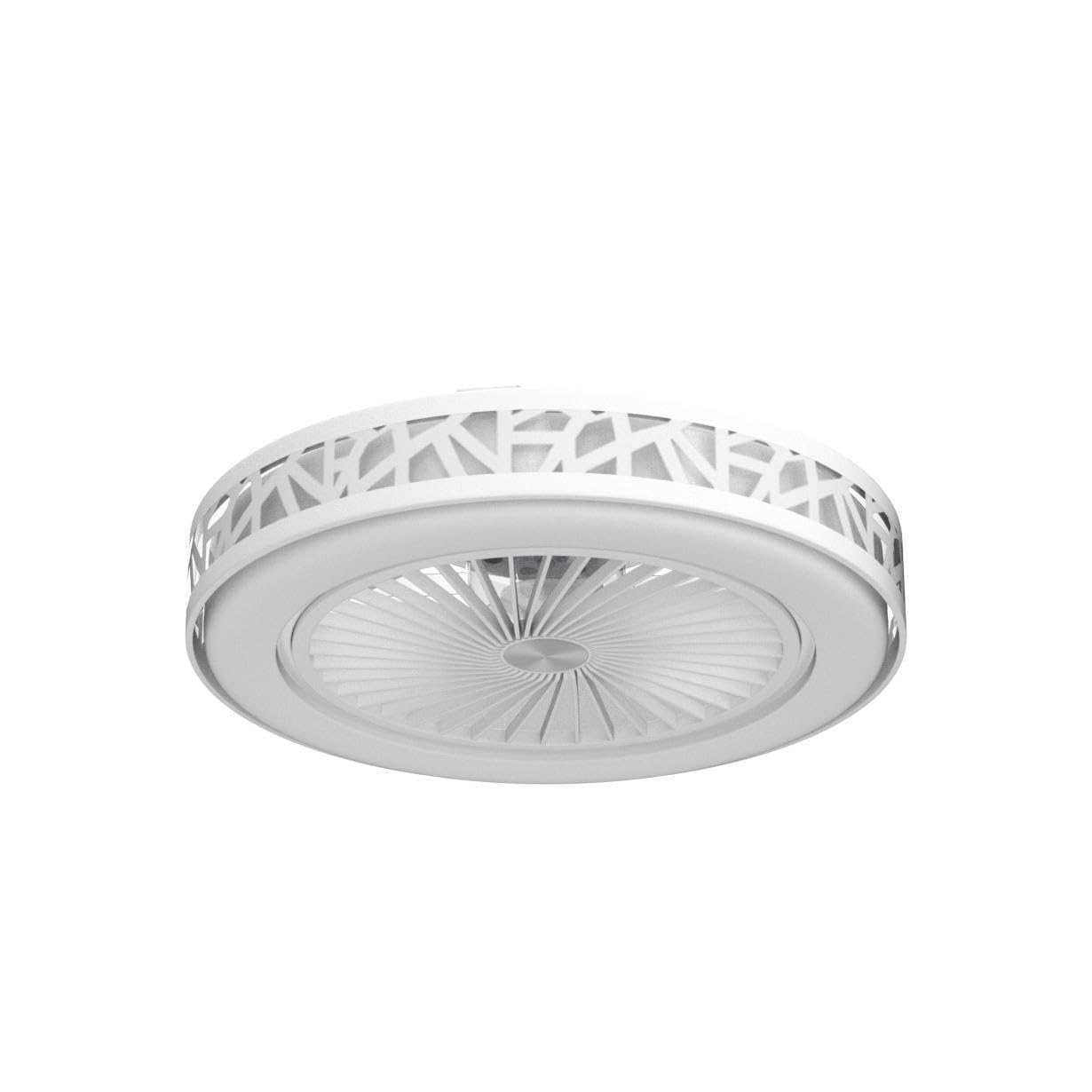 OERIY 48CM Bladeless Ceiling Fan with Light - Remote Control, Dimmable LED, 3 Speed Settings, Low Profile Flush Mount - Modern Bedroom Lighting Fixture (White) | Perfect for Small Rooms, Apartments & Nursery Cooling