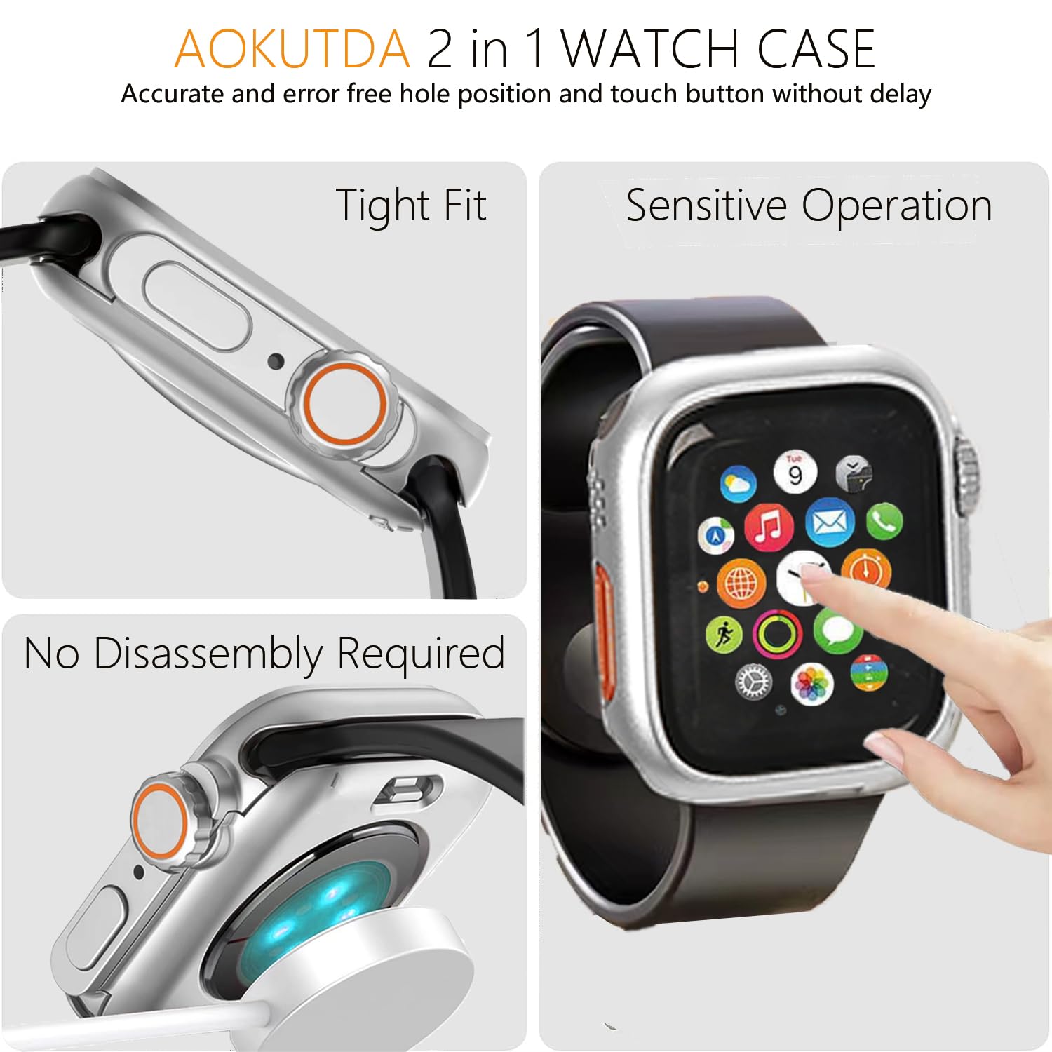 2-Pack Protective Case with 44mm Tempered Glass Screen Protector for Apple Watch Series 6/5/4/SE (44mm) - Ultra-Style Design, 360° Scratch-Resistant Cover + Back Frame + Crown - Black | Perfect for Gym, Outdoor Sports & Daily Wear