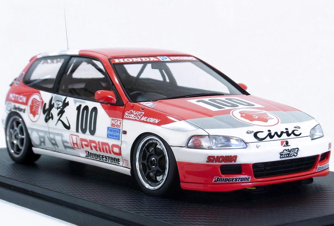 1:18 Scale Honda Civic EG6 Diecast Model Car - 1993 JTC Racing Version with Ignition Model, Idemitsu & Mugen Livery - Collectible for Car Enthusiasts & Display for Home/Office Decor