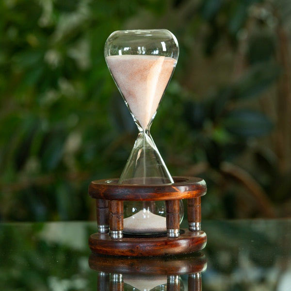 Vintage Galleon Antique Bobbin Sand Timer - Natural or Black Sand - Perfect for Home Decor, Office Desk, and Meditation