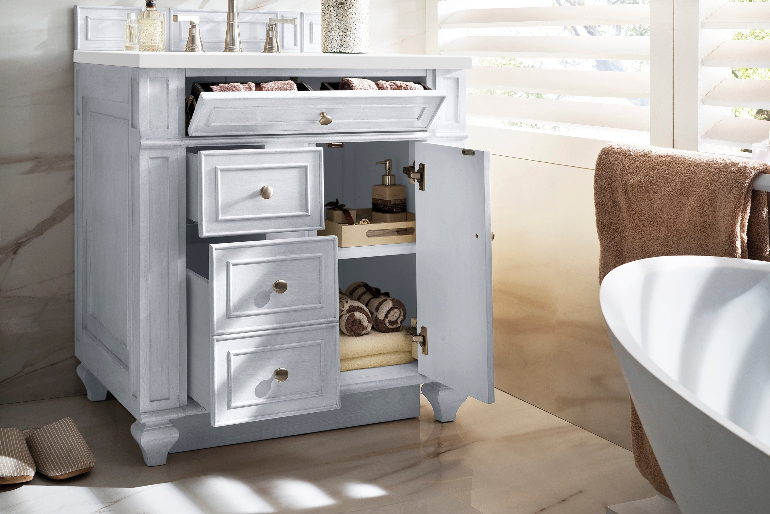 Bristol 30-Inch Single Bathroom Vanity Set with 3CM Classic White Quartz Countertop - Bright White Finish for Modern Bathrooms | Perfect for Small Spaces & Guest Baths