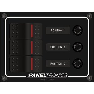 Waterproof DC 3-Position Illuminated Rocker Switch Panel with Fuse Holder - Marine, RV & Automotive Electrical Control Panel for Boats, Campers & Trucks