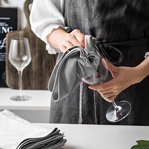 Premium Microfiber Cleaning Cloths - 12x12 Inch Lint-Free Polishing Rags for Wine Glasses, Windows, Dishes, Cars, Stainless Steel, Mirrors & Electronics (6-Pack, Gray) - Ideal for Home, Kitchen, Office & Auto Detailing