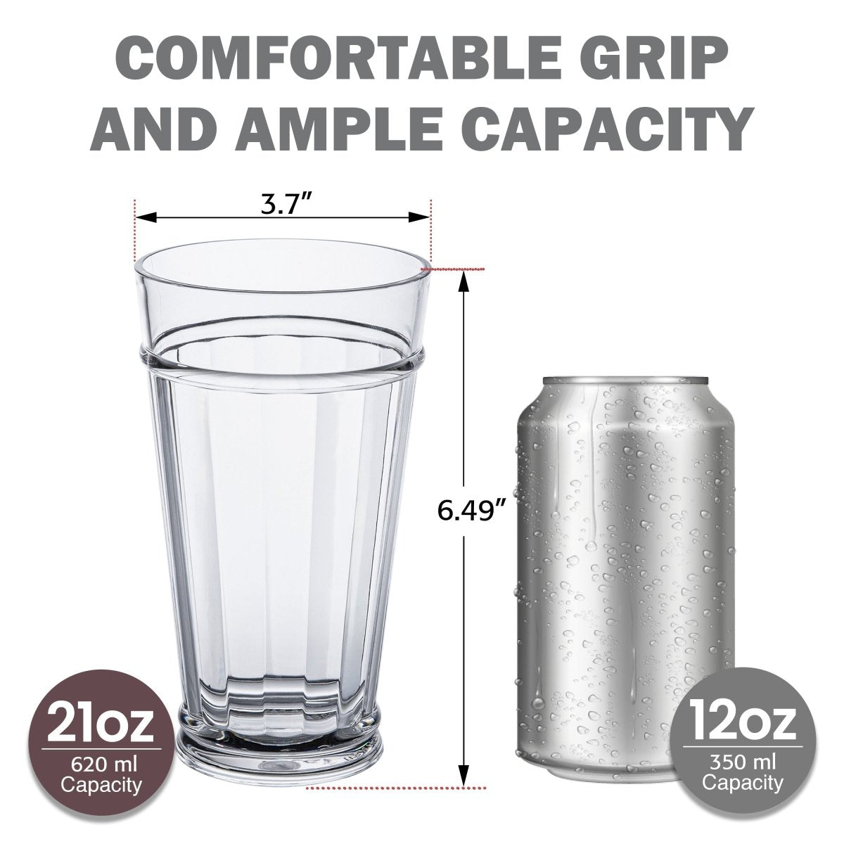 21oz Liberty Highball Tumbler Set - 4 Piece Stainless Steel Insulated Cups with Lids & Straws for Iced Coffee, Smoothies, and Cold Drinks | Perfect for Home, Office, and Outdoor Use
