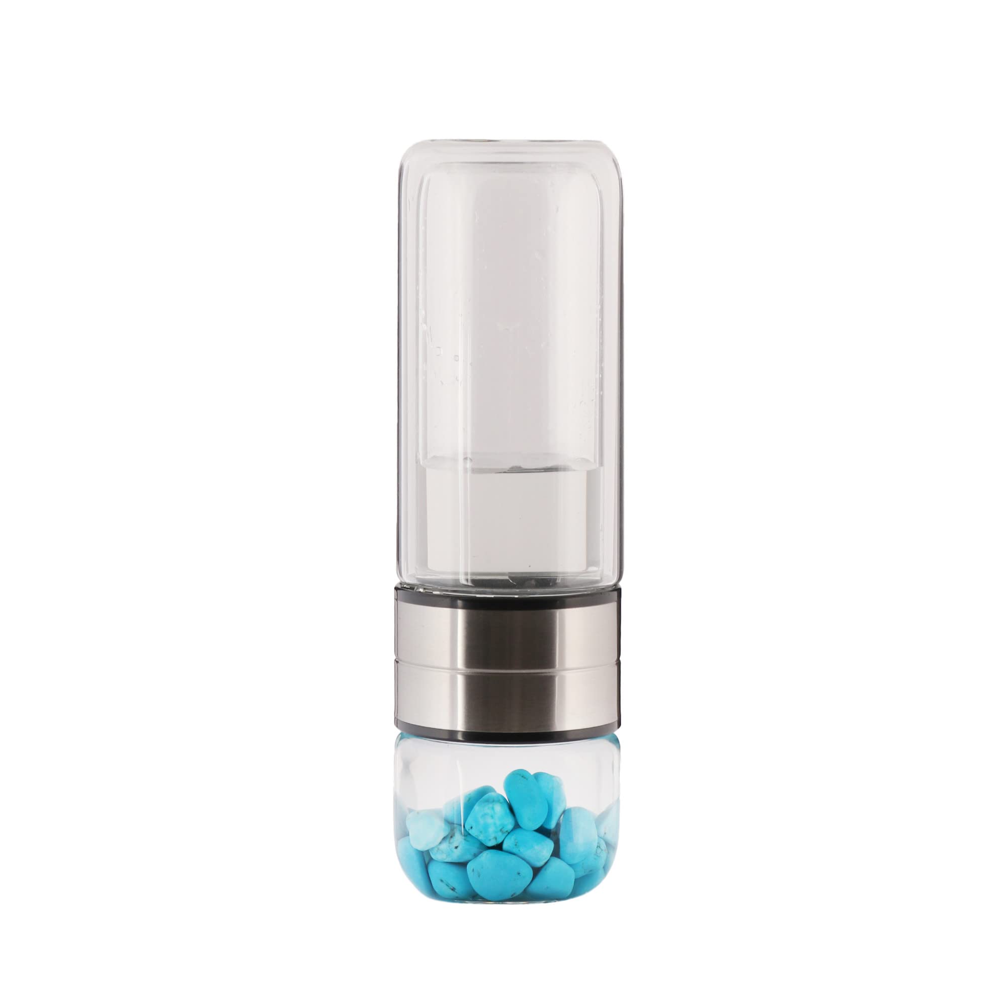 GEMHUB Crystal Water Bottle Set with Genuine Blue Turquoise Nuggets Gemstones - Gem Infused Water Bottle for Hydration & Wellness | Perfect for Yoga, Meditation, and Energy Cleansing