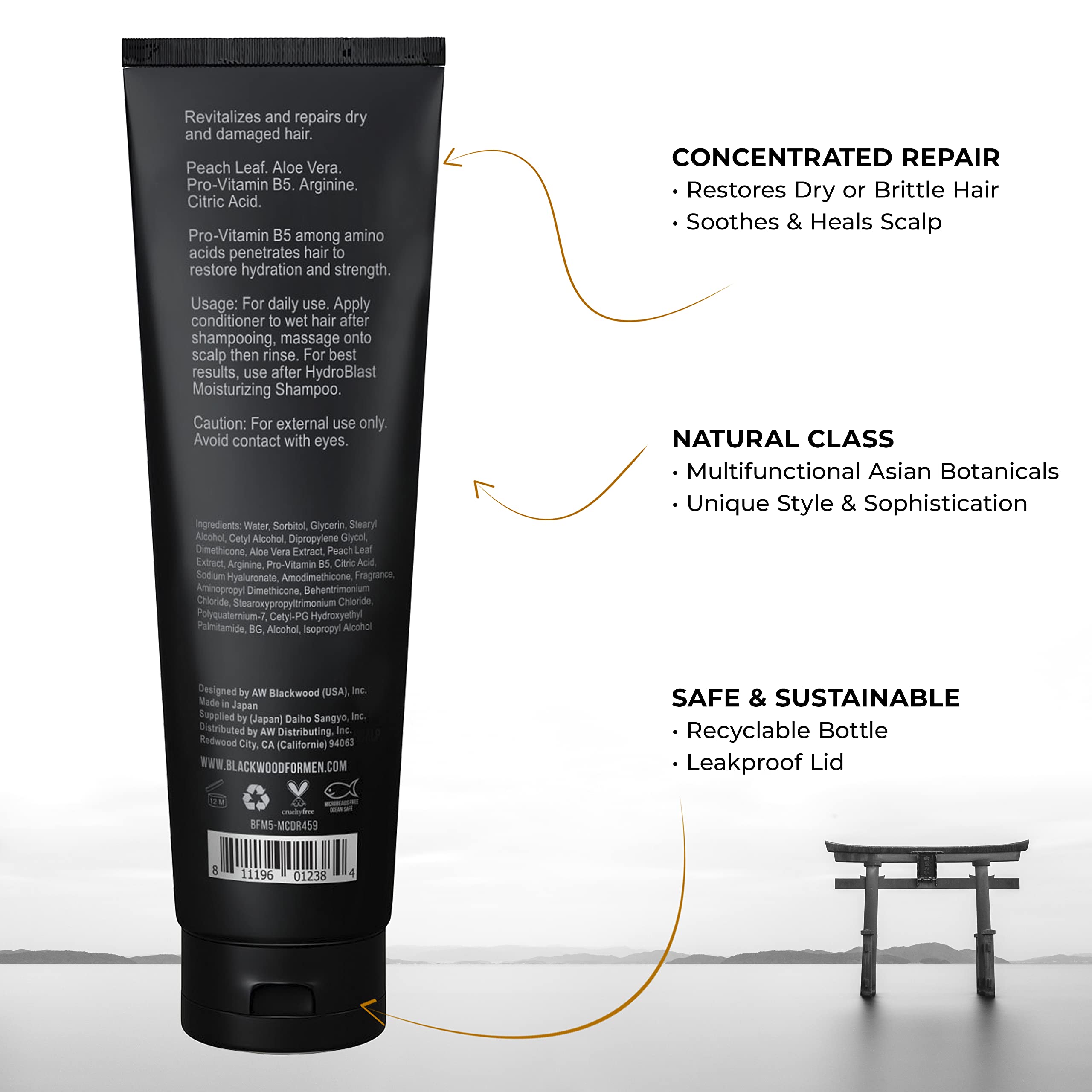 Blackwood For Men Hair Care Bundle - Hydroblast Moisturizing Shampoo (17 oz) & Conditioner (4.59 oz) with Scalp Massager | Hydrating Hair Treatment for Dry Scalp & Damaged Hair | Perfect for Daily Shower & Salon-Quality Results at Home